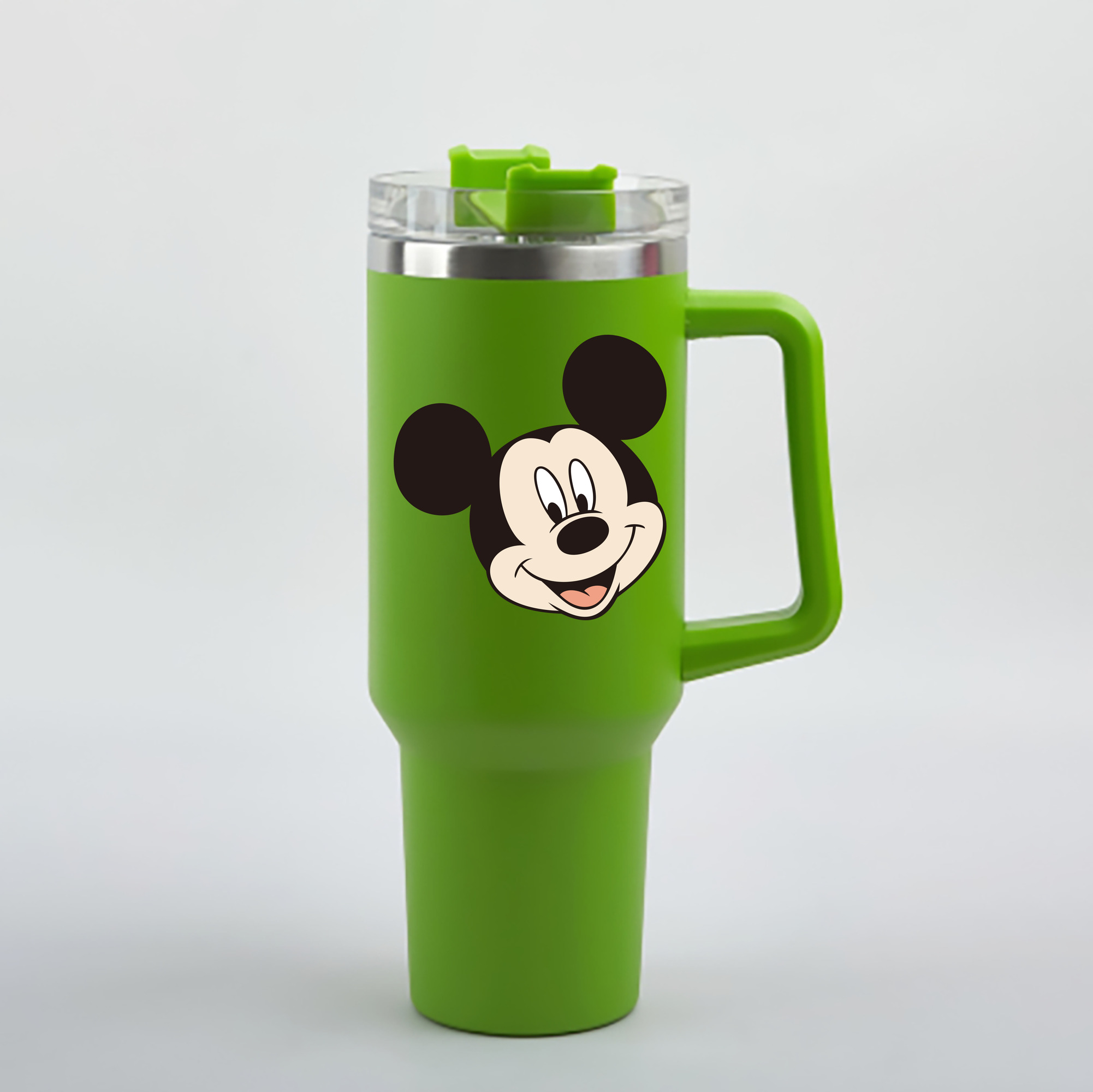 （画像用） ミッキーマウス Mickey Mouse 1200mL車用タンブラー - クリスタルステッカー（プラスチックストロー付き）